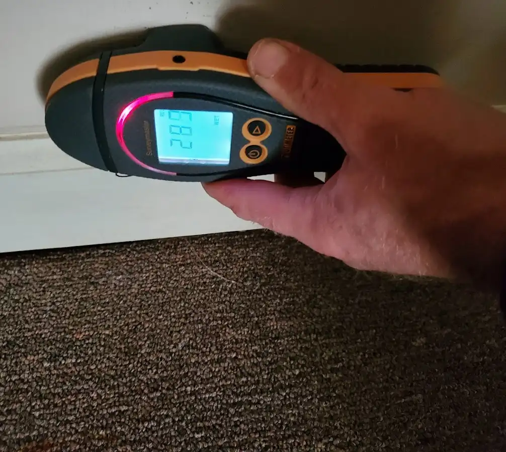 Moisture detection at baseboard during Sewage Cleanup & Sanitation in Lonsdale