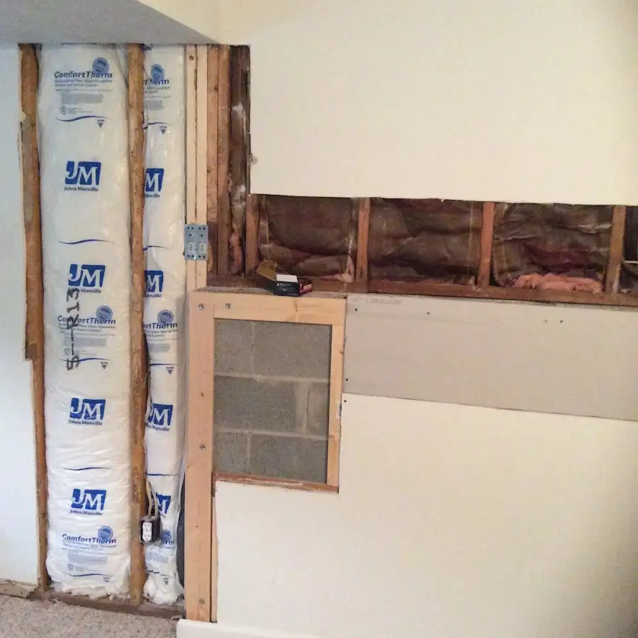 Wall insulation replacement during Basement Flood Cleanup in Lonsdale